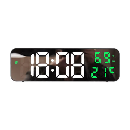 9 Inch Large Digital Wall Clock Temperature Humidity Night Mode Snooze 12/24H USB Plug-In Version Electronic LED Alarm Clock