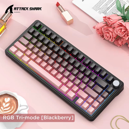 X85 Mechanical Keyboard RGB 3 Mode Wireless Bluetooth Hot-Swappable Sideway Keycaps Gaming Backlight Aluminum Knob